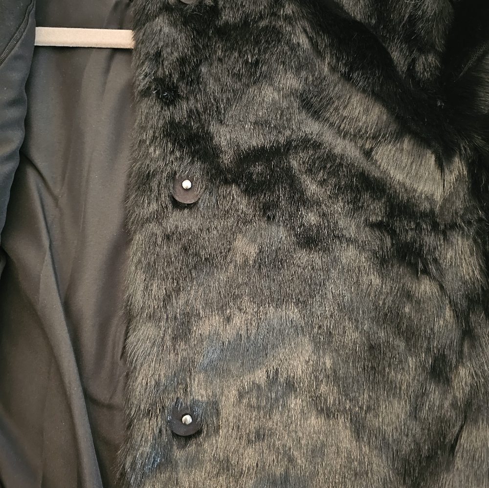 H&M Ladies Faux Fur Jacket Black XS - Picture 5 of 9